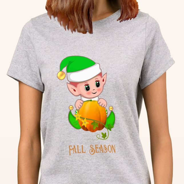 T-shirt Elfe mignon & Citrouille Saison d'automne  (Créateur téléchargé)