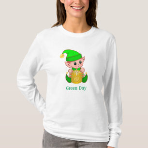 T-shirt Elfe mignonne et texte de jour vert