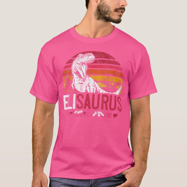 T-shirt Eli Saurus Funny Dinosaure personnalisé T Rex Nom (Devant)