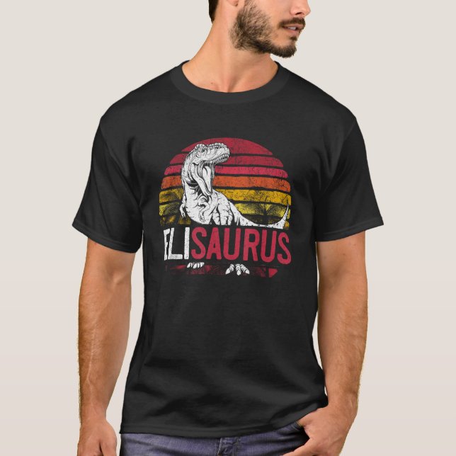 T-shirt Eli Saurus Funny Dinosaure personnalisé T Rex Nom (Devant)