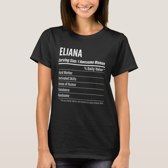 T-shirt Eliana  Nutritional Facts Serving Size Calories (Devant)
