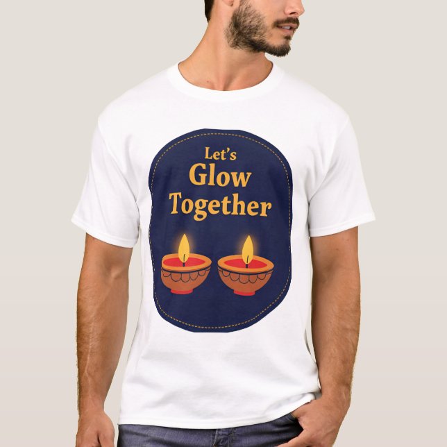 T-shirt Élisons ensemble | Conception minimale de Diwali D (Devant)