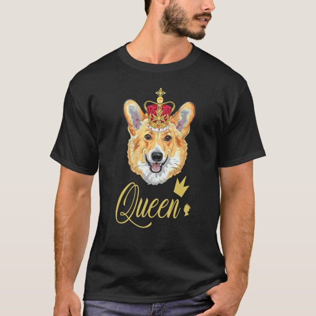 T-shirt Elizabeth II Reine de Corgia Angleterre (Devant)