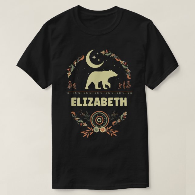 T-shirt Elizabeth Name Boho Floral Personalized Mama Bear  (Design devant)
