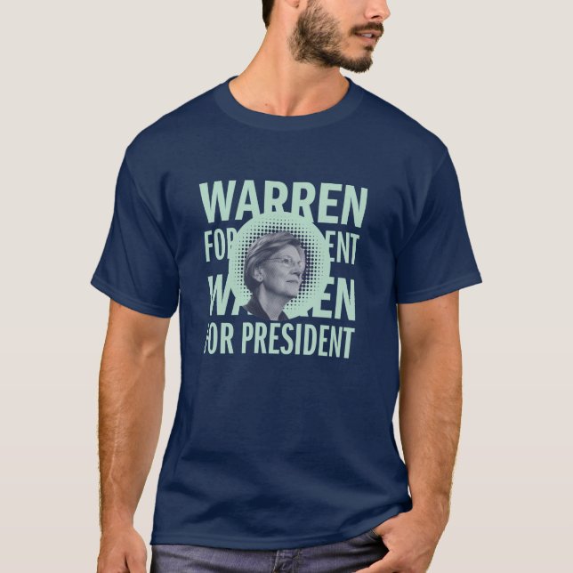 T-shirt Elizabeth Warren, présidente - Liberty Green (Devant)