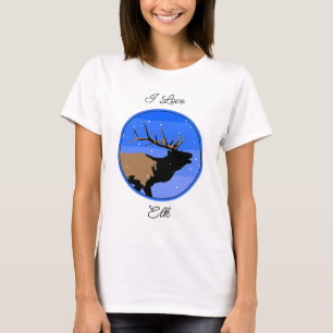 T-shirt Elk bouillonnant en hiver - Art original de la fau