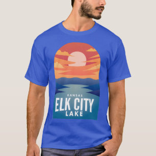 T-shirt Elk City Lake KS Retro Sunset