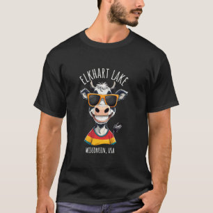 T-shirt Elkhart Lake WI États-Unis Dessin animé de vache d