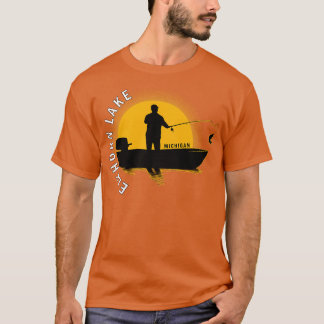 T-shirt Elkhorn Lake Fishing Michigan Sunrise