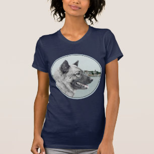 T-shirt Elkhound norvégien à la peinture de village - Chie