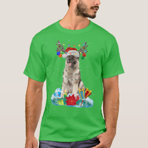 T-shirt Elkhound norvégien Renne Guirlandes de Noël Drôle