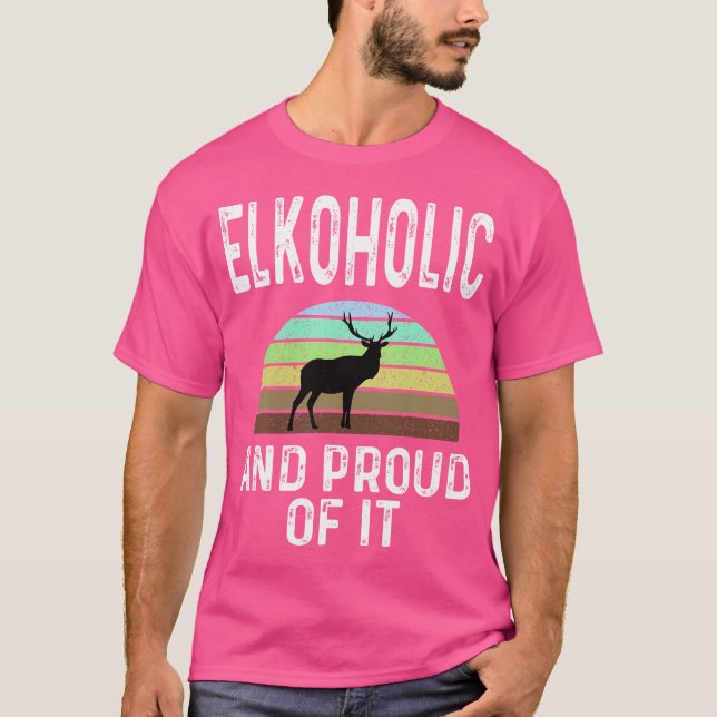 T-shirt Elkoholic Et Fier De Ça Drôle Chasse De Verre Couc (Devant)