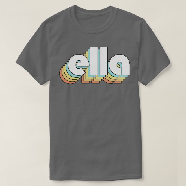 T-shirt Ella Retro Rainbow Typographie style défraîchi (Design devant)