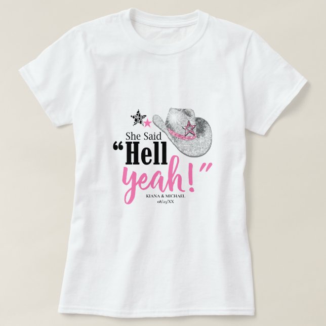 T-shirt Elle A Dit 'Enfer Ouais' Cowgirl Casquette ID927 (Design devant)