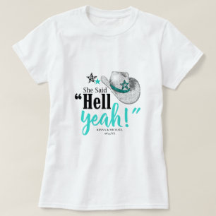 T-shirt Elle A Dit 'Hell Yeah' Cowgirl Casquette noir Turq