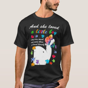 T-shirt Elle Aimait Un Peu Beaucoup L'Autisme Éléphant Con