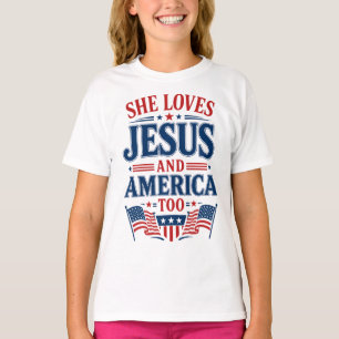 T-shirt Elle aime Jésus et l'Amérique aussi