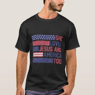 T-shirt Elle Aime Jésus Et L'Amérique Aussi 4 juillet Patr