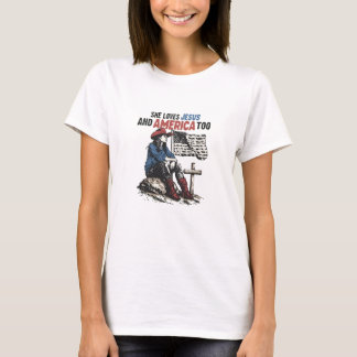 T-shirt Elle aime Jésus et l'Amérique aussi Cowgirl chréti