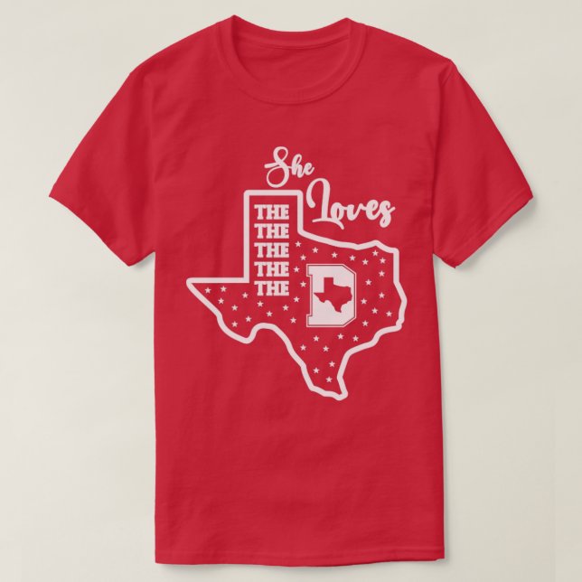T-SHIRT ELLE AIME LES CHEMISES D DALLAS POUR HOMMES FEMMES (Design devant)