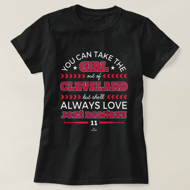 T-shirt Elle aimera toujours Jose Ramirez Cleveland MLBPA (Design devant)