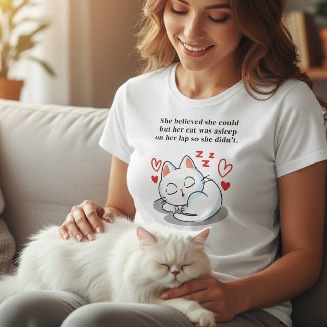 T-shirt Elle Croyait Qu'Elle Le Pouvait Mais Son Chat Étai (Créateur téléchargé)