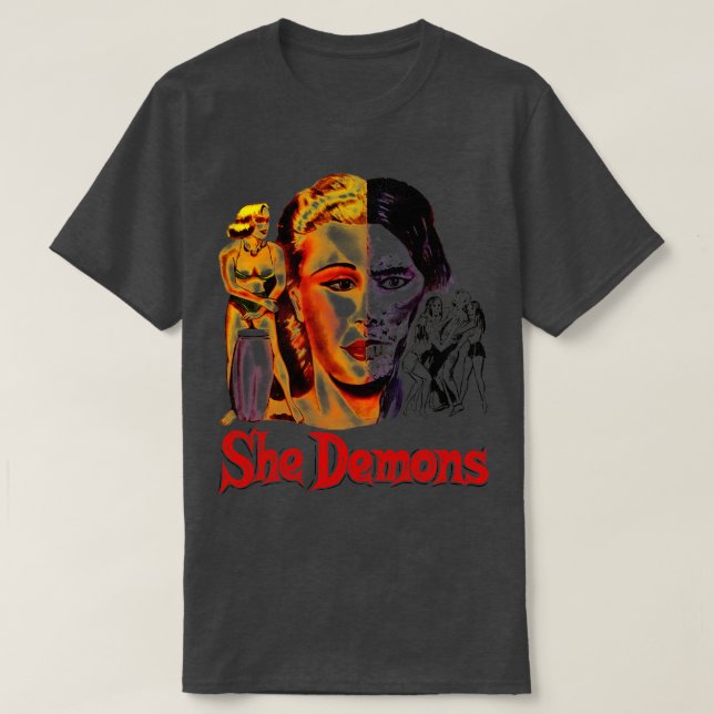 T-shirt Elle défie les années 50 Cult Horror Movie (Design devant)