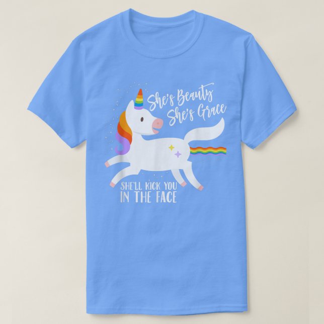 T-shirt Elle est beauté Elle est grâce Elle va te frapper  (Design devant)