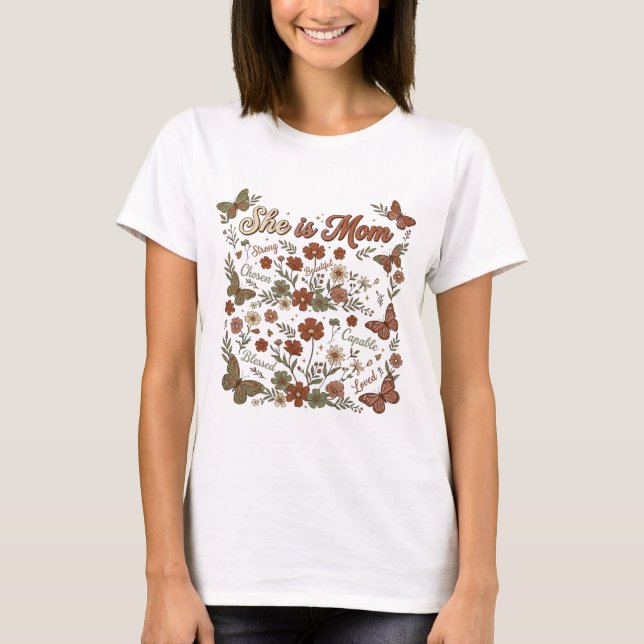 T-shirt Elle est maman forte choisie capable (Devant)