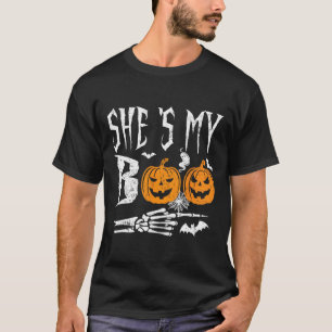T-shirt Elle est My Boo Skeleton Citrouille Halloween Matc