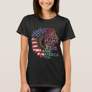 T-shirt Elle est une bonne fille aime sa maman Jésus & Amé