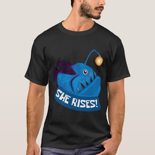 T-shirt Elle lève Poisson pêcheur (Devant)