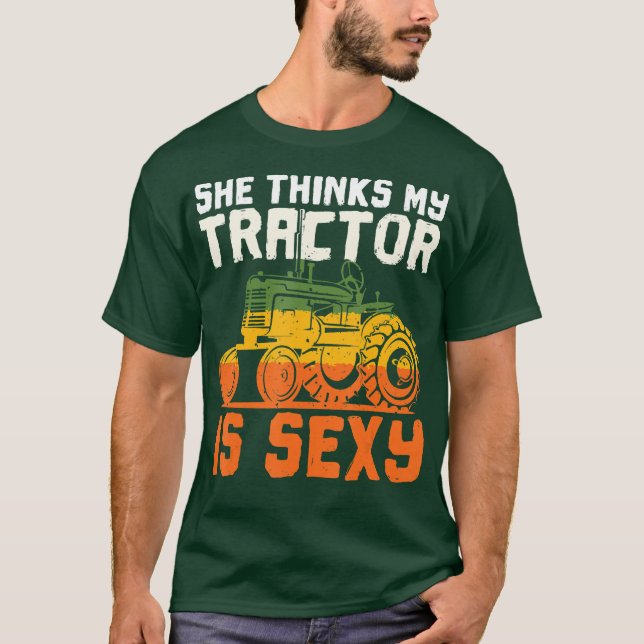 T-shirt Elle Pense Que Mon Tracteur Est Sey (Devant)
