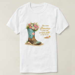 T-shirt elle portait des fleurs - Bottes de Cowboy Florale