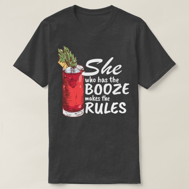 T-shirt Elle Qui A Le Booze Fait Le Bartender Du Règlement (Design devant)