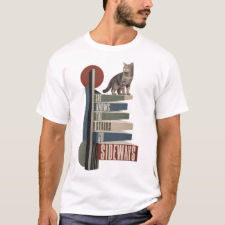 T-shirt Elle sait que l'escalier va de côté Chat drôle Géo