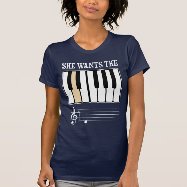 T-shirt Elle veut la musique de piano de D (Devant)