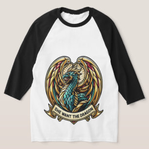 T-shirt Elle veut le design de verre de verre de dragon