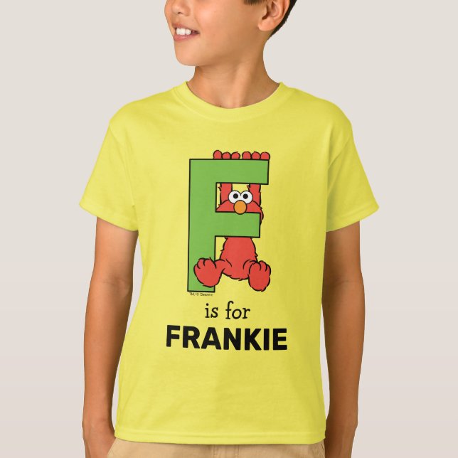 T-shirt Elmo Alphabet | F Vert (Devant)