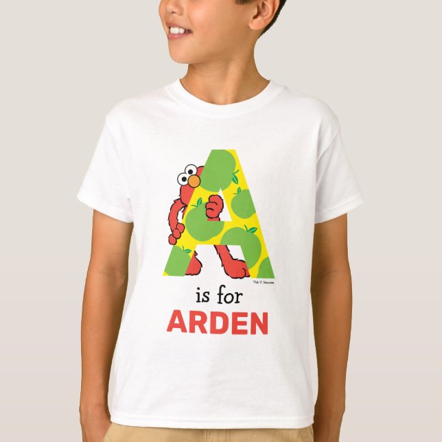 T-shirt Elmo Alphabet | Une pomme (Devant)