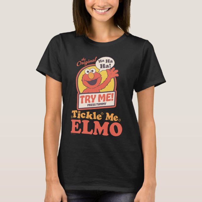 T-shirt Elmo qui fait coucou graphique rétro Tickle Me Elm (Devant)