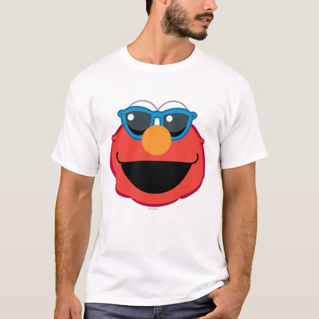 T-shirt Elmo Visage Souriant avec des Lunettes de Soleil (Devant)