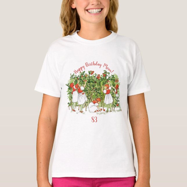 T-shirt Elsa Beskow mignonne fille aux fraises (Devant)