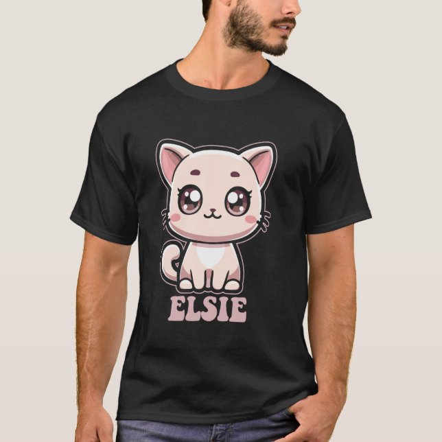 T-shirt Elsie Cute Kitty Design pour les filles Nom Elsie (Devant)