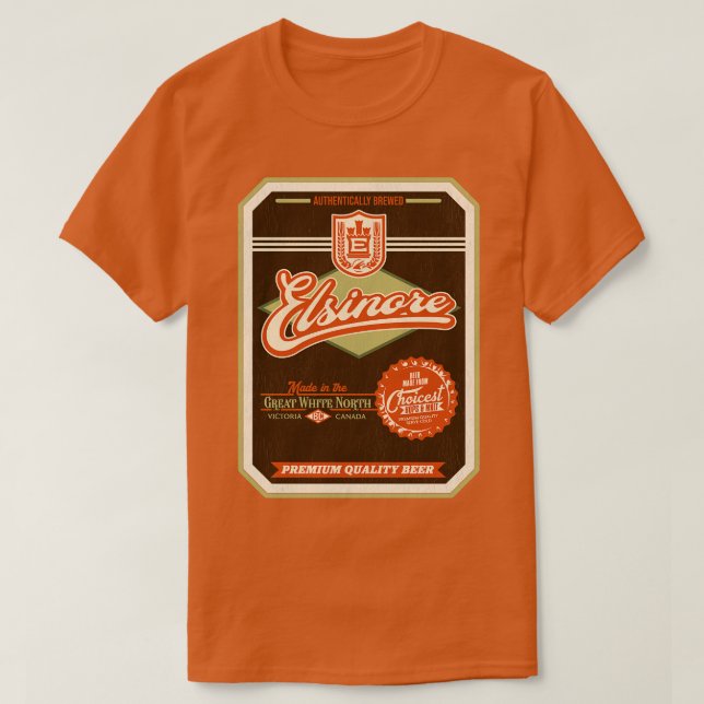 T-shirt ELSINORE Bière Étiquette en détresse (Design devant)