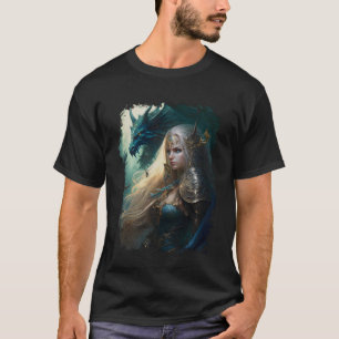 T-shirt Elven Warrior Elf Princess Dragon Imaginaire Vinta