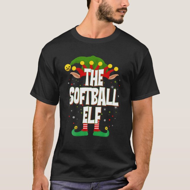 T-shirt Elves Group The Softball Elf Christmas (Devant)