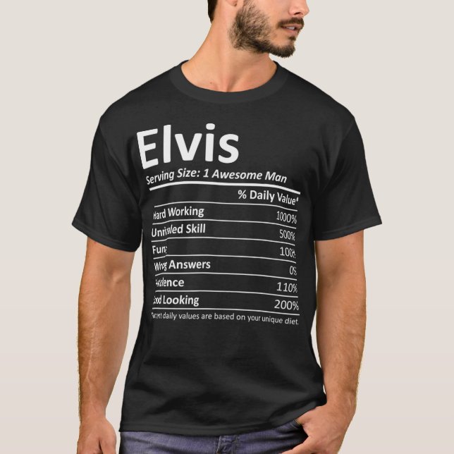 T-shirt ELVIS Nutrition Funny Anniversaire Nom personnalis (Devant)