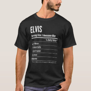 T-shirt Elvis Taille du service Nutrition Étiquette Calori