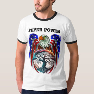 T-shirt Emblem d'aigle patriotique avec drapeau am